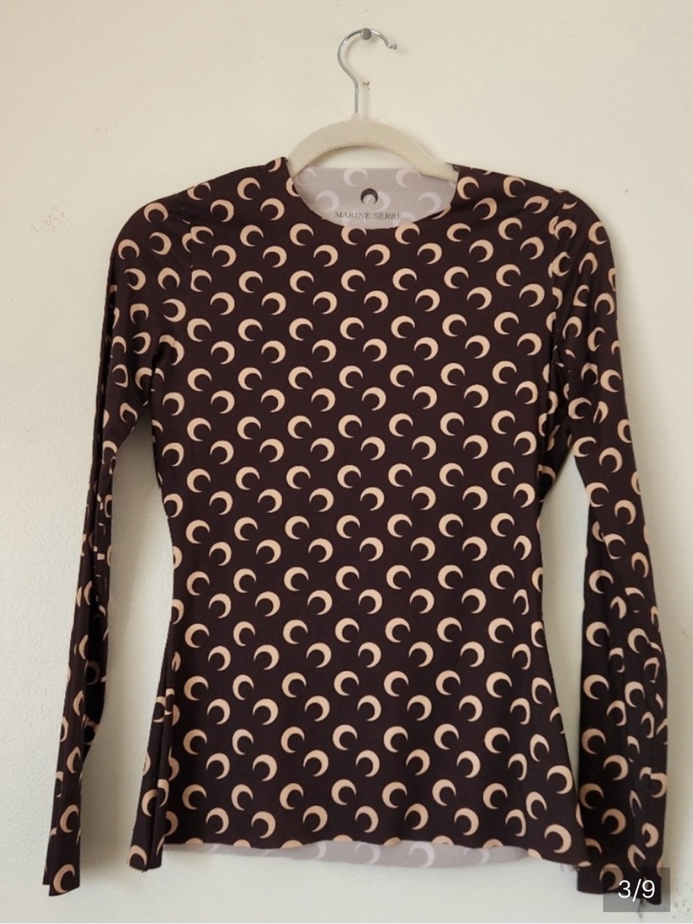 Marine Serre Brown Crescent-Print Long Sleeve Top
